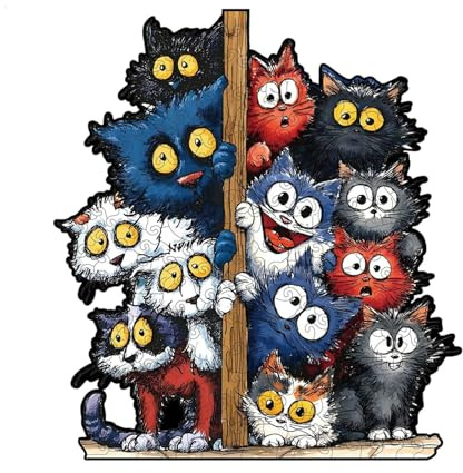 Wooden Cat Puzzle - Precise 3D Decor Kit | Wooden Cat Jigsaw Puzzles,for Lovers Kids Family Friends Indoor Wall Shelf Home