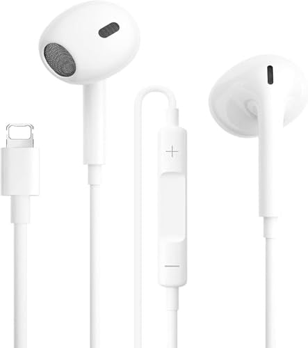 Tayte Lightning Wired Headphone,[MFi Certified] iPhone Headphones Wired Built-in Microphone and Volume Control HiFi Stereo Earphone Compatible with iPhone 14/13/12/11/XR/XS/X/8/7 Support All iOS