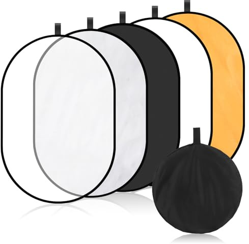 ULDIGI Réflecteur Pliable de Lumière Photo 5-en-1 en Nylon Robuste pour Usage Intérieur et Extérieur, Accessoire Polyvalent pour Appareil Photo et Photographie
