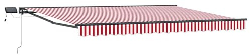 vidaXL Manueller Markisenrahmen mit LEDs 4,5 x 3,5 m, Verstellbare Sonnenschutzplane, Outdoor-Pavillon, LED-Schatten, moderner Garten-Schirm, wetterfesten Terrassenschutz