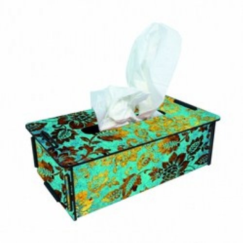 Taschentuchspender blau Gold Blüten Kosmetiktücher Box Tissue Werkhaus
