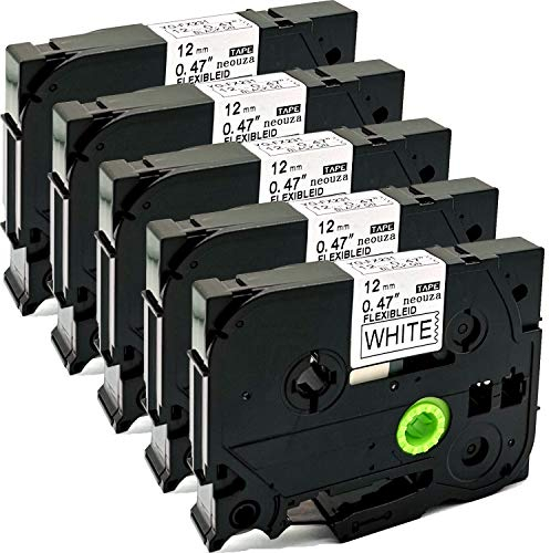 NEOUZA 5PK Compatible For Brother P-Touch Laminated Tze Tz Label Tape Cartridge 12mmx8m (TZe-Fx231 Flexible ID Cable Wire Black on White)