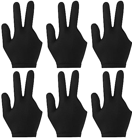 sourcing map 6 Paar Billardhandschuhe, 3 Finger Snooker Pool Queue Handschuhe, Atmungsaktive Rechts- und Linkshand Sporthandschuhe Billard Zubehör, Schwarz
