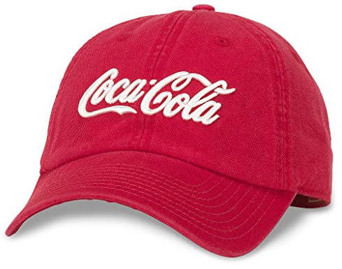 AMERICAN NEEDLE Coke Coca Cola Baseballmütze, offizielles Lizenzprodukt, verstellbar, Washed Slouch (Rot), Einheitsgröße