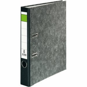 k.A. 25 x Ordner A4 Wolkenmarmor grüner Balken 50 mm schwarz