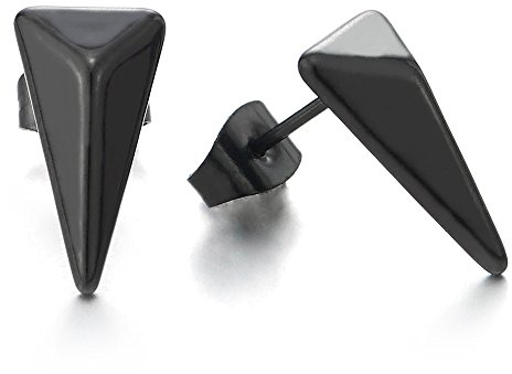 Unisex Schwarz Pyramid Ohrstecker, Herren Damen Edelstahl Gestüt Ohrringe, Ohrschmuck, 2 Stück