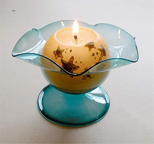 Kerzenhalter Glas Kugelkerze Teelichthalter Windlicht Seerose Kerzenständer Glas grün handmade