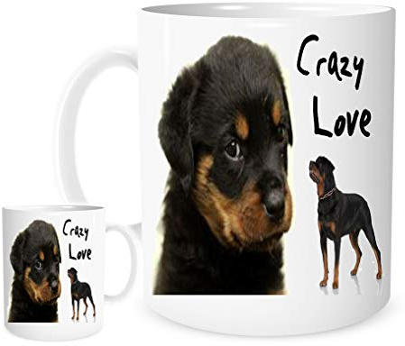 11OZ Rottweiler Crazy Love Mug,A Lovely Ceramic Gift Mug Featuring Rottweiler Dog