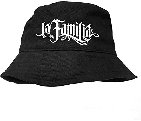 Spaß Kostet Männer Jungs Bucket hat LA Familia Logo Anglerhut Marke Label Streetwear Tattoo