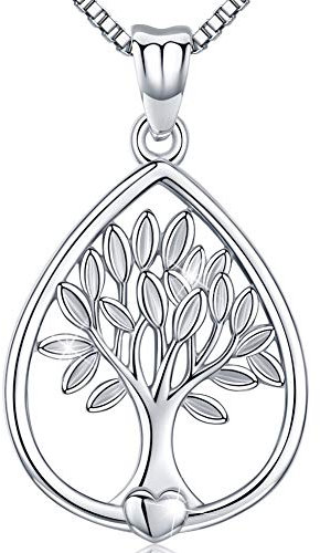Friggem Wassertropfen Form Baum des Lebens Sterling Silber Halskette & Anhänger für Frauen & Männer, Muttertagsgeschenk