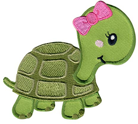 PatchMommy Schildkröte Mädchen Patch Aufnäher Applikation zum Aufbügeln Bügelbild - für Kleidung Jeans Jacken Kinder Baby
