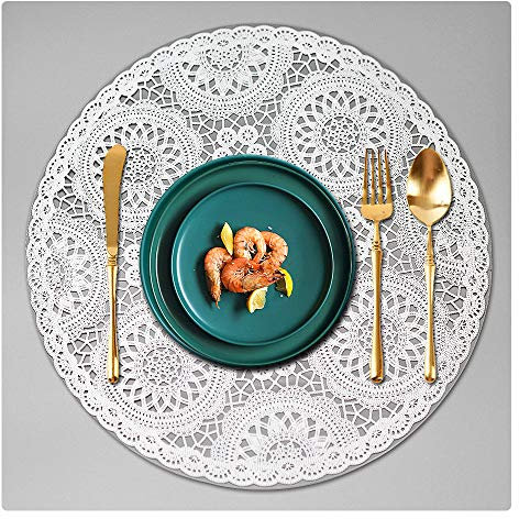 Kreatur Runde wasserdichte Tischsets für den Esstisch, Set von 6, weiß, modern, Kunststoff, PVC, waschbar, rutschfest, leicht zu reinigen, für Zuhause, Küche, Dekoration