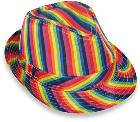 KarnevalsTeufel Trilby bunt Regenbogenfarben Hippie Hut 70er Jahre Sommerhut Reggae Partyhut Pride (Trilby Rainbow 1)
