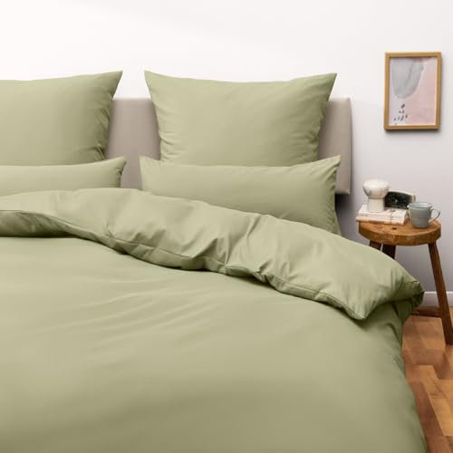 Blumtal Housse de Couette 240x260 cm + 2X taie d'oreiller 65x65 cm - Parure de lit 240x260 certifié Oeko-TEX - Vert Olive