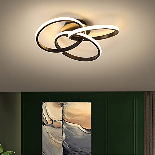 Schlafzimmerlampe LED Deckenleuchte mit Fernbedienung Dimmbar, LED Deckenlampe Wohnzimmer Decke Lampe Moderne Acryl Pendelleuchte for Arbeitszimmer Küche Leuchte Designer-Lampe (Schwarz, 52cm/30W)