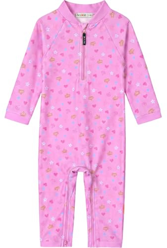 weVSwe Baby Mädchen Badeanzug UPF50+ mit Schritt-Reißverschluss 0-3 Jahre | OEKO-TEX Stoff,Schnelltrocknend, Atmungsaktiv,Elastisch, Einfach an- und auszuziehen,UV Kleidung für Strände, Schwimmbäder.