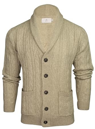 Xact Mens Cable Shawl Neck Cardigan (Natural Twist) M