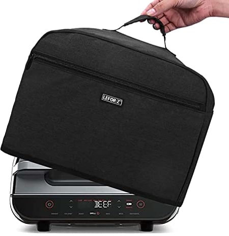 LEFOR·Z Staubschutz, kompatibel mit Ninja FG551/DG551 Foodi Smart XL Grill und Zubehör, Wasserabweisende Luftfritteusen-Abdeckung mit 6 Aufbewahrungstaschen, Schwarz