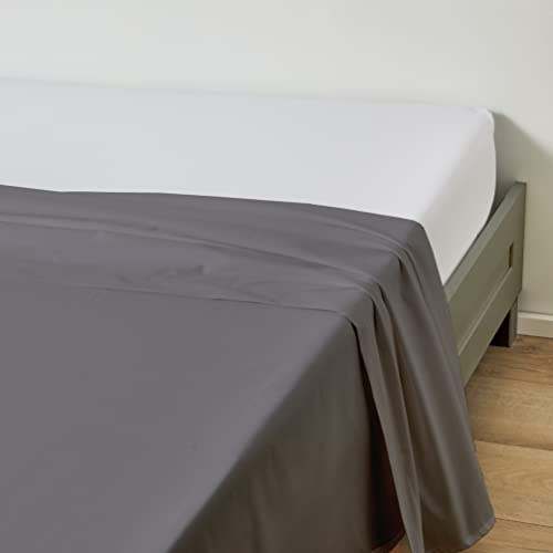 Duquennoy & Lepers 1867 Linge de lit - Lenzuolo piatto 2 persone 240 x 300 in percalle di cotone 80 fili di qualità – tinta unita grigio