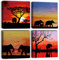 Artscope 4 Pièces Impression sur Toile - Impression sur Toile Décoration Murale pour Chambre Peintures à l'huile pour Maison Bain Salon Chambre Restaurant (30x30cm, Éléphant D'afrique)
