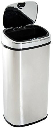 HOMCOM Papelera de Cocina 68L Cubo de Basura Cocina con Sensor Detector de Movimiento y Apertura Automático de Acero Inoxidable y ABS 40,5x29,5x78 cm Plata