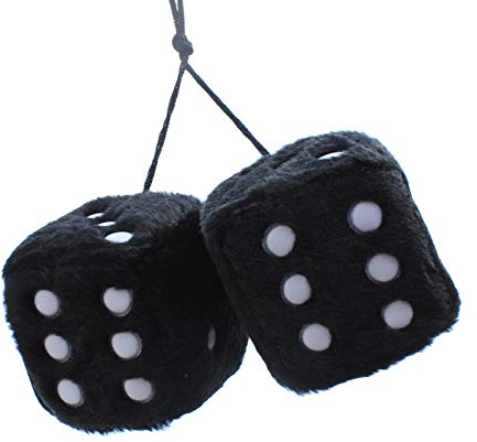 Paar Würfel Auto Dekorationen Hängende Paar Fuzzy Plüsch Würfel mit Punkten Auto Würfel Ornamente Weiß Fuzzy Würfel Nostalgische Retro Quadratisch Weich Hängende Würfel Fuzzy Würfel für Auto
