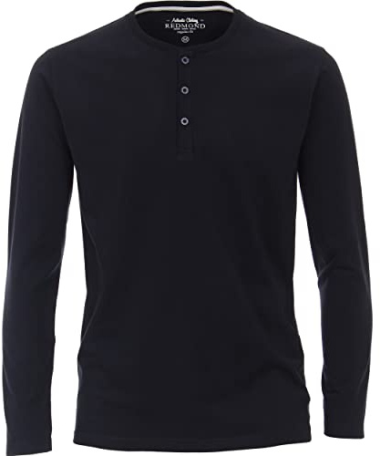Redmond - Regular Fit - Herren Henley Shirt Langarm (668), Größe:XL, Farbe:Blau(10)