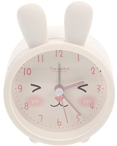 IMIKEYA Lovely Bunny Ear Alarm Clock Cartoon Desktop Wecker Mit Nachtlicht Geräuschlos Für Schlafzimmer Und Büro Batterie Für Dekoration