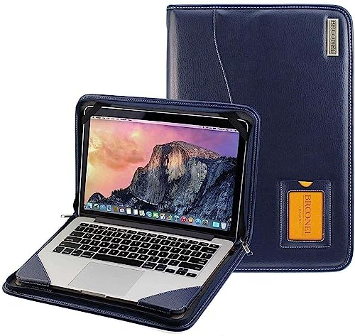 Broonel - Contour Series - Blau Leder Laptop Fall/Hülse - Kompatibel mit dem LincPlus P1 13.3 Zoll Full HD Ultrabook Laptop