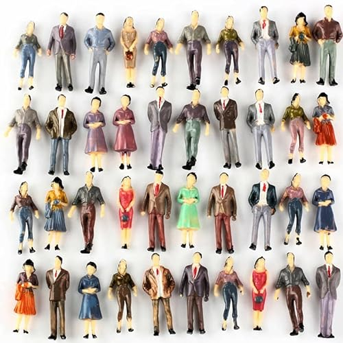 Personenfiguren im Maßstab 1:50, aus Kunststoff, gemischte Farben, sitzend und stehend, für Miniatur-Szenen, Landschaft, 50 Stück