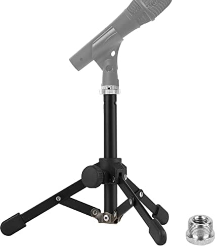 Geekria Tischstativ-Mikrofonständer, Desktop-Mikrofonständer mit faltbaren, rutschfesten Füßen, kompatibel mit Behringer XM8500, C-1, CAD Audio GXL2200, U49, Marantz Pro MPM-1000, Nady SCM-1000