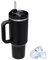 Uezeth Tumbler with Straw Lid and Handle, Stainless Steel Coffee Travel Insulated Cup Mug, 40oz/30oz Cup Travel Mug, Water Bottle Thermos for Hot and Cold Coffee (Black-3)