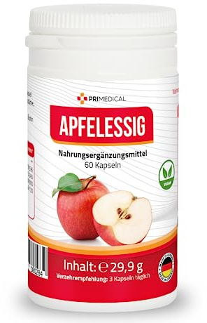 APFELESSIG KAPSELN vegan mit Vitamin B6, Vitamin B12, Folsäure und Biotin Primedical 1 x 60 Kapseln