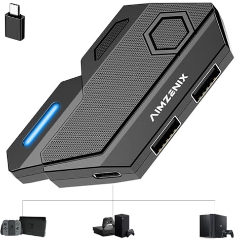 Joso Tastatur- und Mausadapter, USB-Adapter für Xbox Series/X/S, Xbox One/S/X, Xbox 360, PS4, PS3, NS Switch/Switch Oled/Switch Lite Konsole, Tastatur- und Maus-Konverter, unterstützt