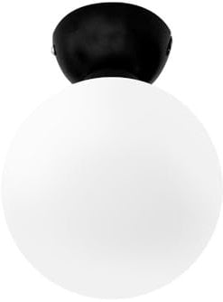 ValueLights | Orbital Matt Black Metal Ceiling Light IP44 Bathroom Ceiling Fitting Opal Glass Globe Lamp Shade | Bathroom & Home Improvements Essential | LED Bulbs 3000K Warm White