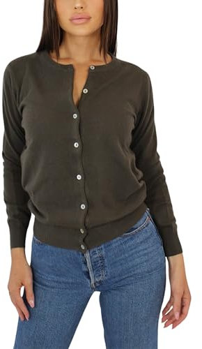 Gilet en Cachemire pour Femme - Fabriqué en Italie (FR/ES, Alpha/Lettres, M, Taille Normale, Taille Normale, Kaki)
