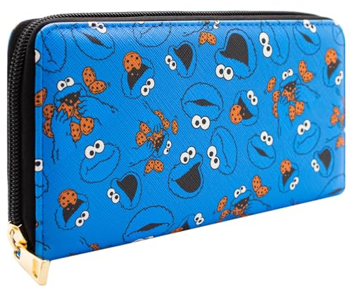 Oscar the Grouch Sesame Street Cookie Monster Om Nom Nom Portemonnaie Clutch Münzfach & Kartenhalter, Blau