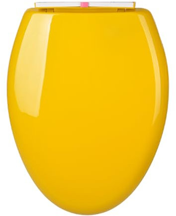 Dazzluxe Farbiger, Länglicher Toilettensitz, 18,5 X 14,2 Zoll, Soft-Close-Toilettensitzbezug Mit Schnellverschluss Für Einfache Reinigung, Toilettendeckel Aus PP-Kunststoff, Belastung 400 Pfund,Gelb