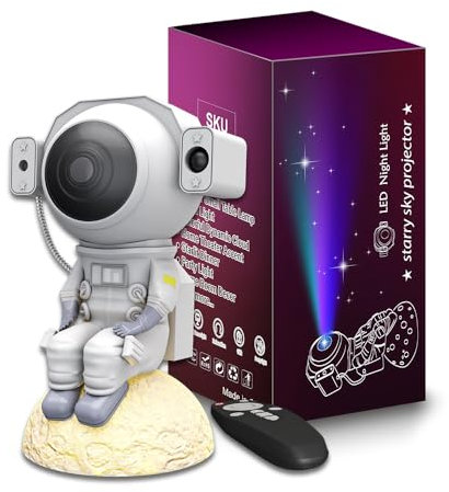 LINISME Astronaut Galaxy Star Projector with Moon Lamp, Starry Nebula Ceiling Projection Lamp with Timer, Bluetooth Speaker, Bedroom Decor Aesthetics,Party Ambient Lighting, Gifts for Kids and Adults