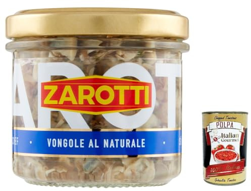 Italian Gourmet bundle für Zarotti Vongole al Naturale 6x130g – Premium Muschelfleisch in Salzlake, ideal für Pasta & Meeresfrüchtegerichte + Italian Gourmet Polpa