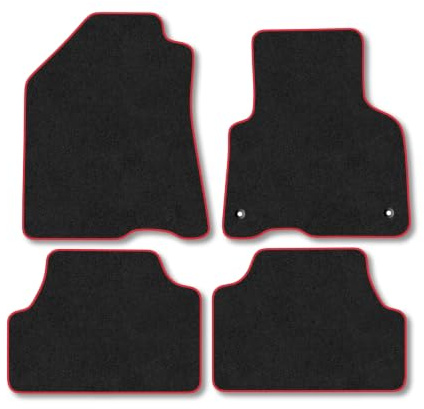 Kia Soul (2019-2024) [Electric] Carpet Car Mats | Red Edge Trim Tailored Fit Floor Mats Full Coverage Protection Accessories Easy Clean Anti Slip Made in the UK