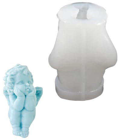 Stampo in silicone a forma di angelo 3D, per candele, mini angeli, per decorazioni per torte, sapone, cera di soia, artigianato