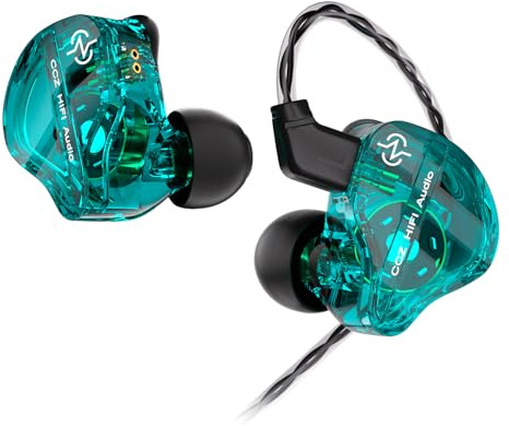 keephifi CCZ DC01 Pro In-Ear-Monitor-Kopfhörer, 1DD Bass HiFi IEM kopfhörer,V-Shape-Tuning kabelgebundene In-Ear-Ohrhörer, abnehmbaren 2pin-Z-OFC-Kabeln für Musiker, Schlagzeuger(Grün,kein mikro)