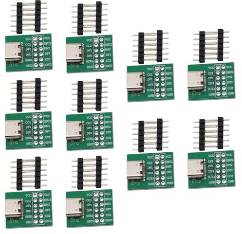 Heevhas USB Type-C auf DIP PCB Steckverbinder Pinnwand Testplatine Lötbuchse Dip Pin Header Adapter Converter Adaptermodul Adapterbrett (10 Stück)