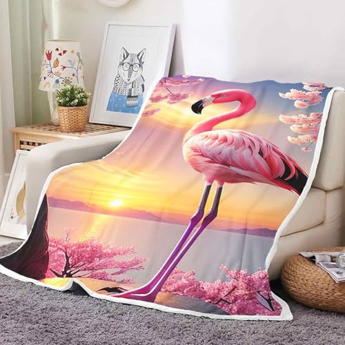 Goplnma Flamingo Decke Fleecedecke, 3D Süßes Decken 150x200 Decke Kinder Sanft Flanelldecke Weich Fleecedecke Cartoon Flamingo Gothic Sofadecken Mädchen Jungen (100 x 140 cm,2)