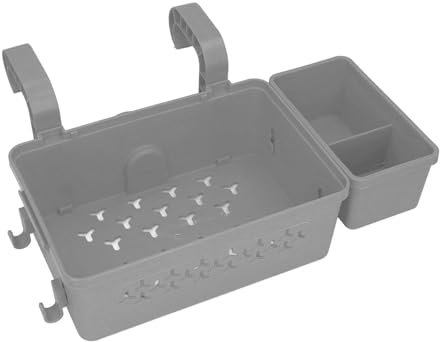 ZAICOLER Pool Storage Basket, Plastic Above Ground Pool Storage Container Pool Storage Bin with Hooks for Drinks Towels (Dark Gray)