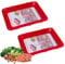 Food Storage Tray,Stackable Stretch Fresh Storage Trays,Silicone Food Storage Trays,Reusable Food Preserving Tray(Red-2pcs)
