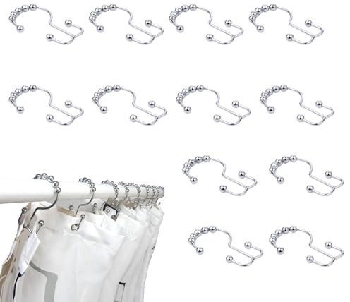 Ganchos de ducha para cortina de ducha,ganchos para barra de cortina de ducha - Anillos de drapeado de baño Perchas de drapeado,Ganchos de barra de ducha deslizantes lisos, ganchos de dr