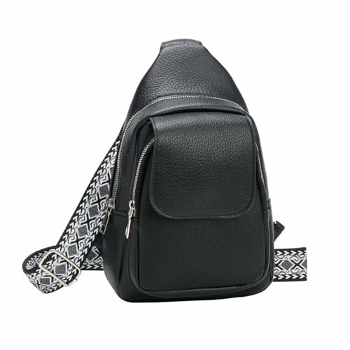 Unisex Crossbody Bodybag Sling Tasche Rucksack Crossover Schultertasche Brusttasche Umhängetasche Bag Damen Herren Schwarz.