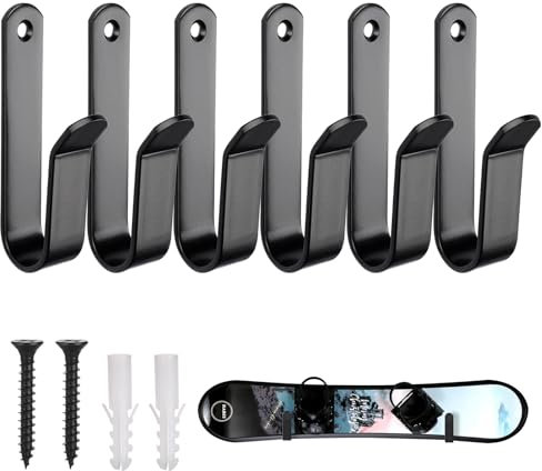 CANGCANG 6 pièces Support Skateboard Mural,Fixation Murale de Skateboard,Porte Ski étagère Murale Snowboards Display Rack,Planches Comme Skateboards, Longboards, Wakeboards Et Rollers